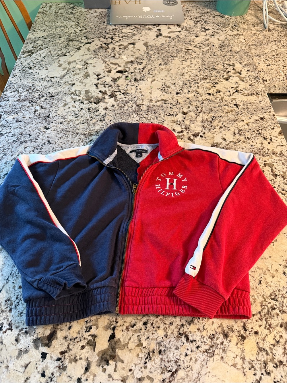 Tommy Hilfiger Kids Red & Navy Colorblock Zip Jacket